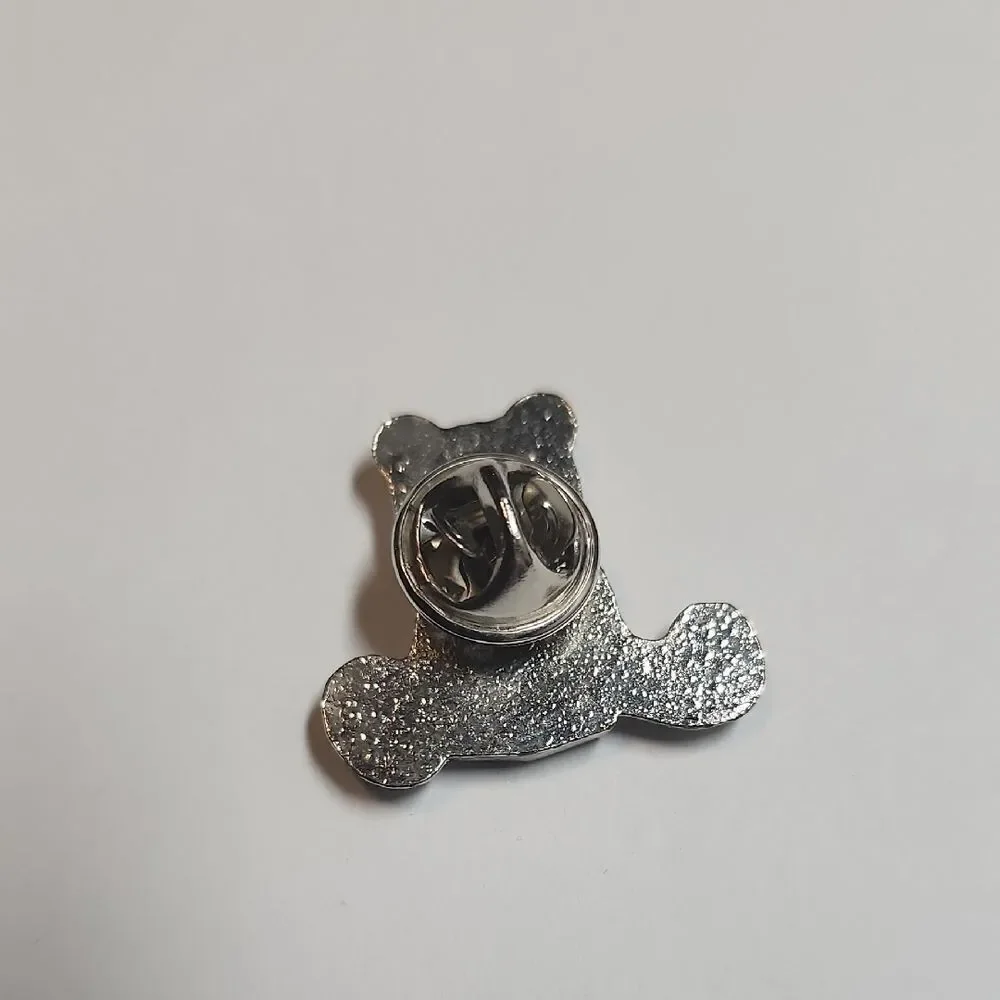 Vintage Silver Tone Teddy Bear HH Toy Block Pin